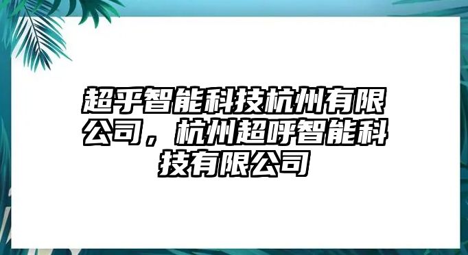 超乎智能科技杭州有限公司，杭州超呼智能科技有限公司