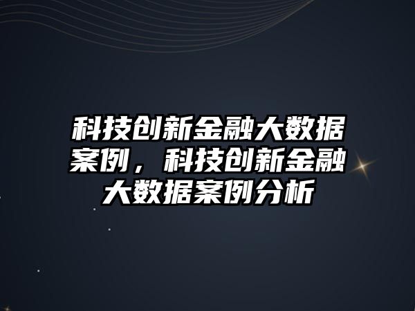 科技創(chuàng)新金融大數據案例，科技創(chuàng)新金融大數據案例分析