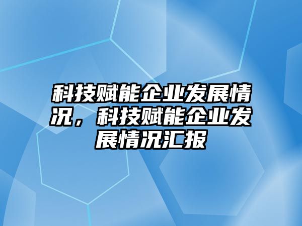 科技賦能企業(yè)發(fā)展情況，科技賦能企業(yè)發(fā)展情況匯報(bào)