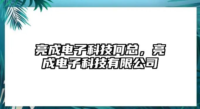 亮成電子科技何總，亮成電子科技有限公司