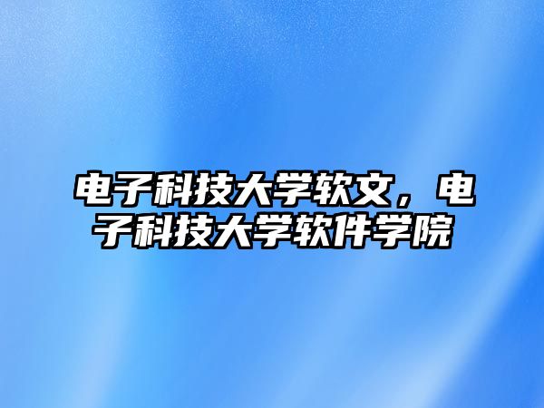 電子科技大學軟文，電子科技大學軟件學院