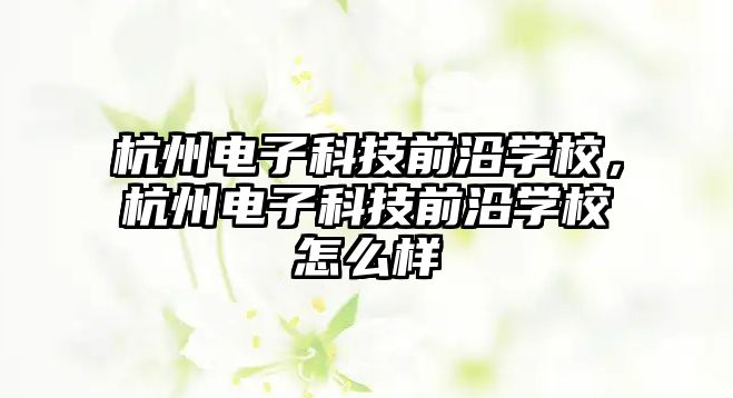 杭州電子科技前沿學校，杭州電子科技前沿學校怎么樣