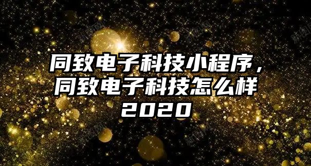 同致電子科技小程序，同致電子科技怎么樣2020