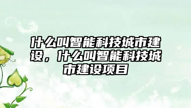 什么叫智能科技城市建設(shè)，什么叫智能科技城市建設(shè)項目