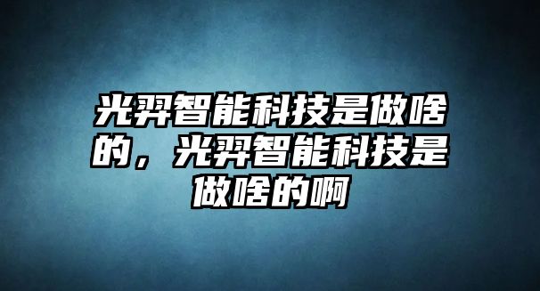 光羿智能科技是做啥的，光羿智能科技是做啥的啊