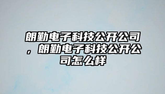 朗勤電子科技公開公司，朗勤電子科技公開公司怎么樣