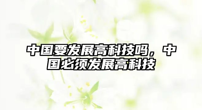 中國要發(fā)展高科技嗎，中國必須發(fā)展高科技