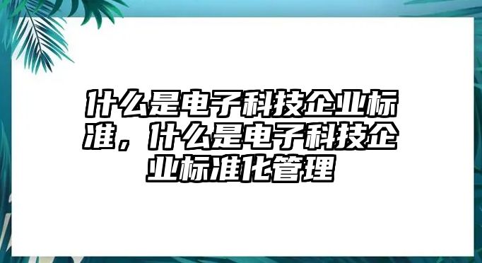 什么是電子科技企業(yè)標(biāo)準(zhǔn)，什么是電子科技企業(yè)標(biāo)準(zhǔn)化管理