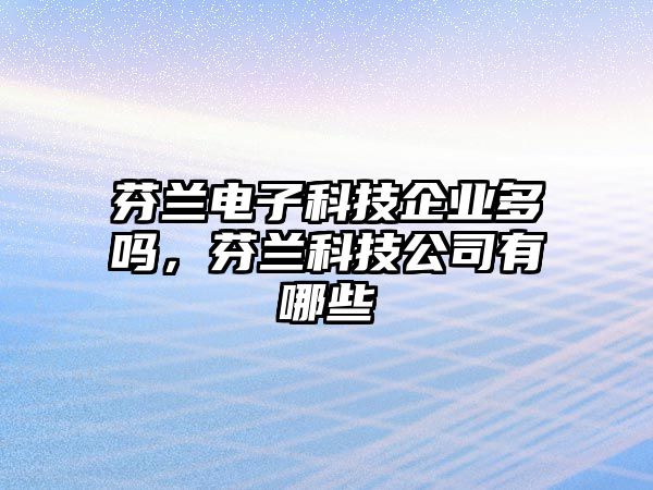 芬蘭電子科技企業(yè)多嗎，芬蘭科技公司有哪些