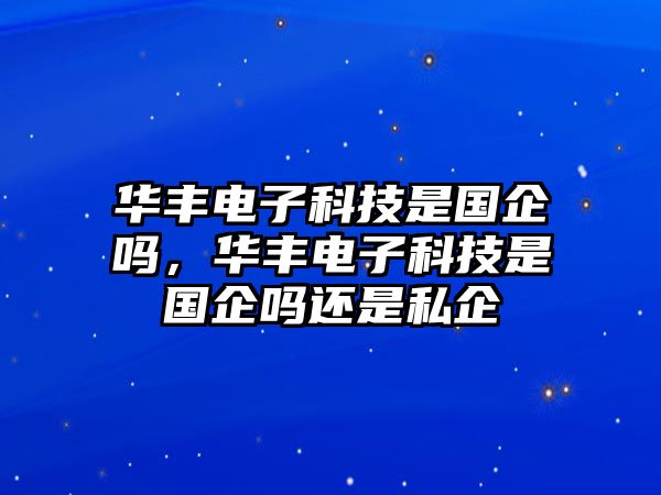 華豐電子科技是國企嗎，華豐電子科技是國企嗎還是私企