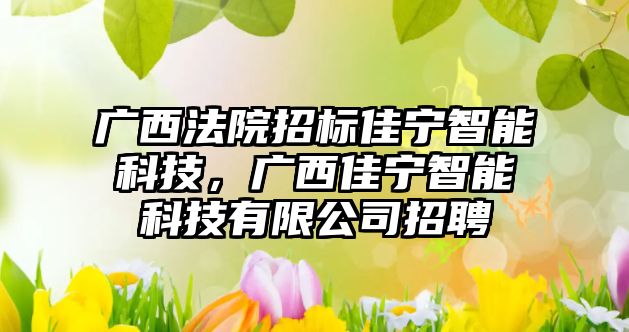 廣西法院招標佳寧智能科技，廣西佳寧智能科技有限公司招聘