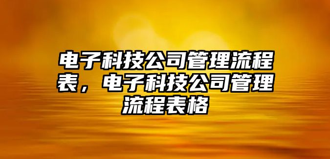 電子科技公司管理流程表，電子科技公司管理流程表格