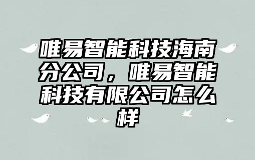 唯易智能科技海南分公司，唯易智能科技有限公司怎么樣