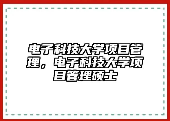 電子科技大學項目管理，電子科技大學項目管理碩士