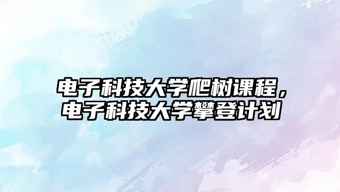 電子科技大學(xué)爬樹課程，電子科技大學(xué)攀登計(jì)劃