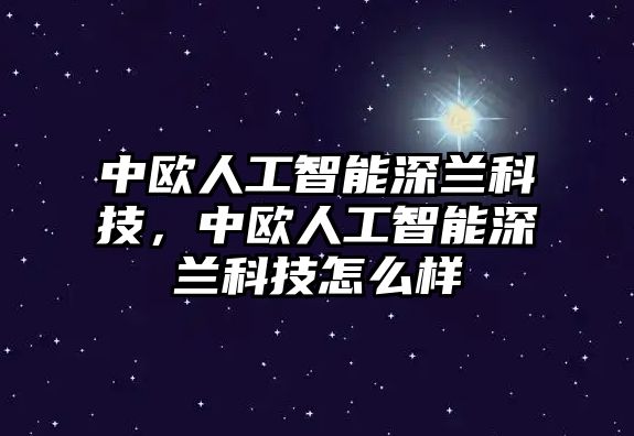 中歐人工智能深蘭科技，中歐人工智能深蘭科技怎么樣