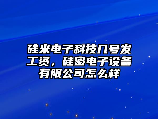 硅米電子科技幾號(hào)發(fā)工資，硅密電子設(shè)備有限公司怎么樣