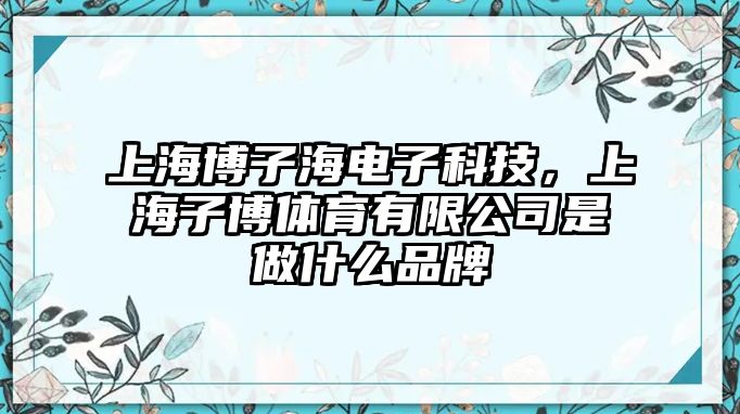 上海博子海電子科技，上海子博體育有限公司是做什么品牌