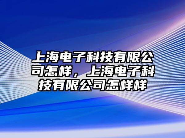 上海電子科技有限公司怎樣，上海電子科技有限公司怎樣樣