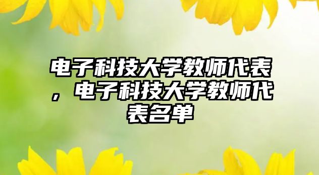 電子科技大學(xué)教師代表，電子科技大學(xué)教師代表名單