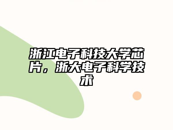 浙江電子科技大學(xué)芯片，浙大電子科學(xué)技術(shù)