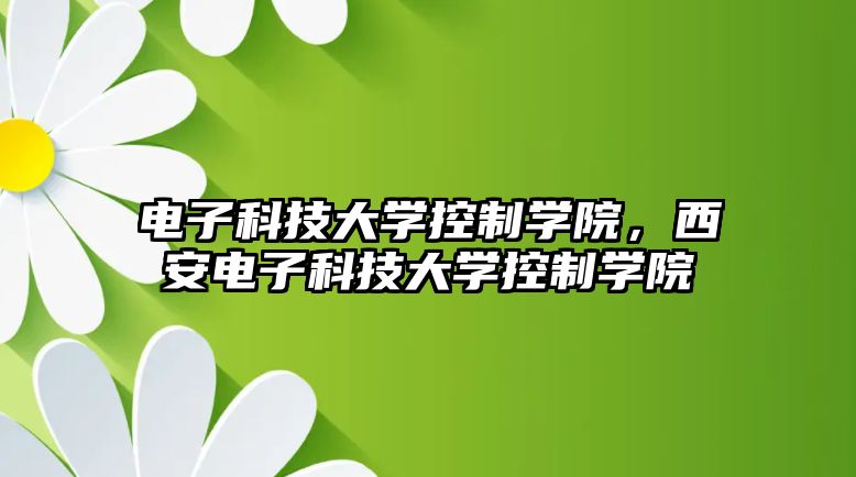 電子科技大學控制學院，西安電子科技大學控制學院