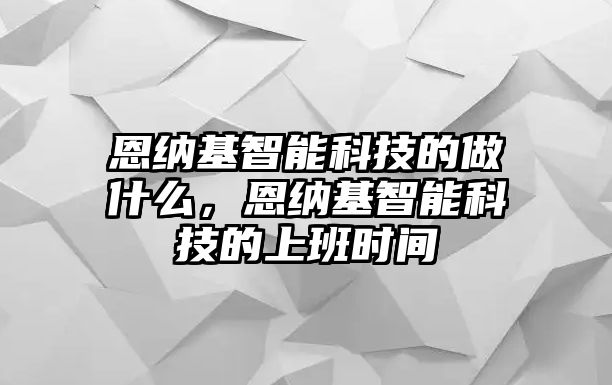 恩納基智能科技的做什么，恩納基智能科技的上班時(shí)間