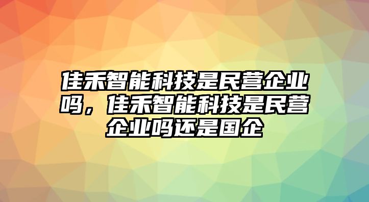 佳禾智能科技是民營企業(yè)嗎，佳禾智能科技是民營企業(yè)嗎還是國企