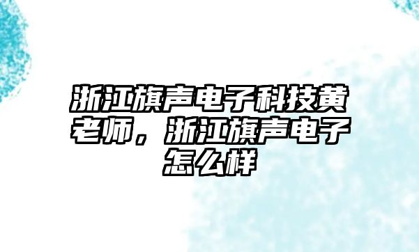 浙江旗聲電子科技黃老師，浙江旗聲電子怎么樣