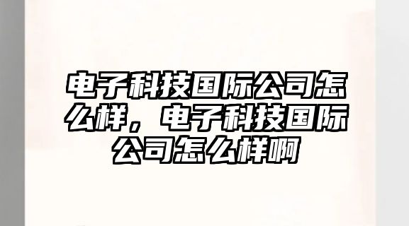 電子科技國際公司怎么樣，電子科技國際公司怎么樣啊