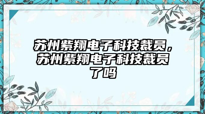 蘇州紫翔電子科技裁員，蘇州紫翔電子科技裁員了嗎