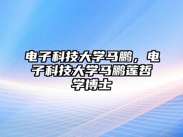 電子科技大學馬鵬，電子科技大學馬鵬蓮哲學博士