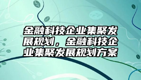 金融科技企業(yè)集聚發(fā)展規(guī)劃，金融科技企業(yè)集聚發(fā)展規(guī)劃方案