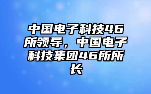 中國電子科技46所領(lǐng)導(dǎo)，中國電子科技集團(tuán)46所所長(zhǎng)