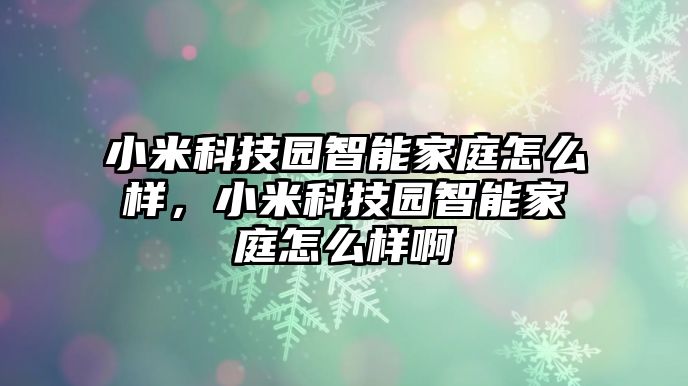 小米科技園智能家庭怎么樣，小米科技園智能家庭怎么樣啊