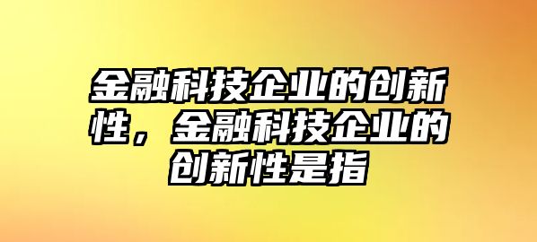 金融科技企業(yè)的創(chuàng)新性，金融科技企業(yè)的創(chuàng)新性是指