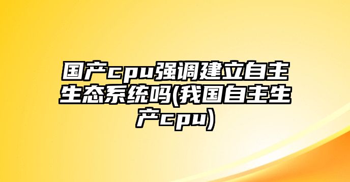 國產(chǎn)cpu強(qiáng)調(diào)建立自主生態(tài)系統(tǒng)嗎(我國自主生產(chǎn)cpu)