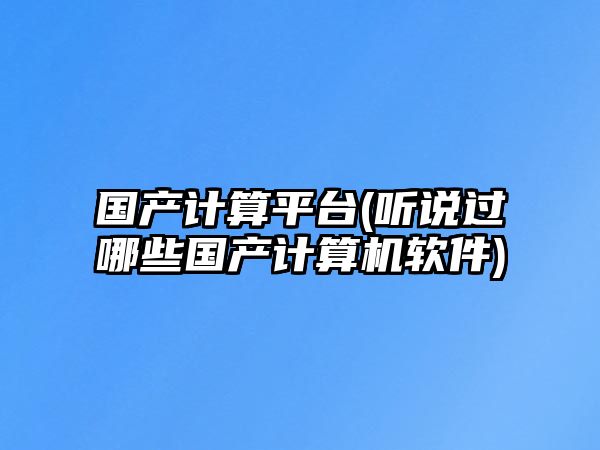 國(guó)產(chǎn)計(jì)算平臺(tái)(聽說過哪些國(guó)產(chǎn)計(jì)算機(jī)軟件)