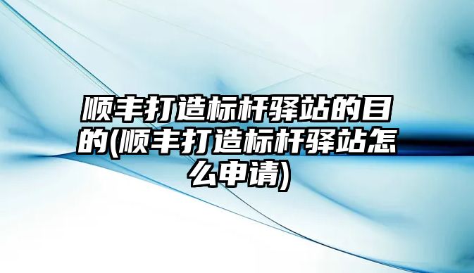 順豐打造標(biāo)桿驛站的目的(順豐打造標(biāo)桿驛站怎么申請)