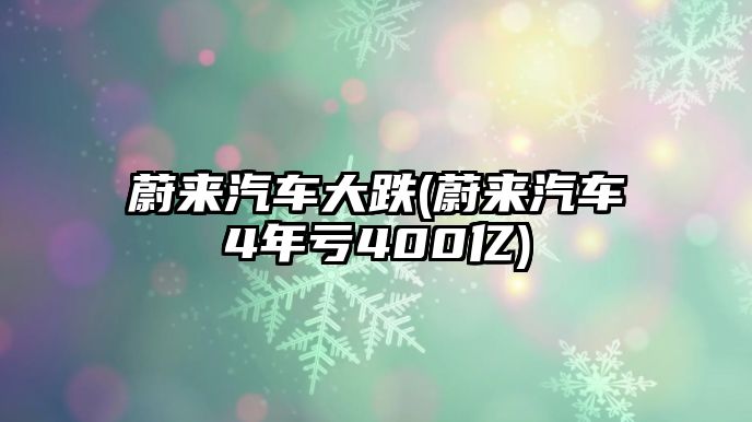 蔚來(lái)汽車大跌(蔚來(lái)汽車4年虧400億)