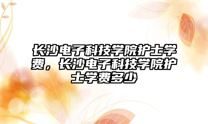 長沙電子科技學院護士學費，長沙電子科技學院護士學費多少