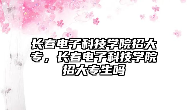 長(zhǎng)春電子科技學(xué)院招大專，長(zhǎng)春電子科技學(xué)院招大專生嗎