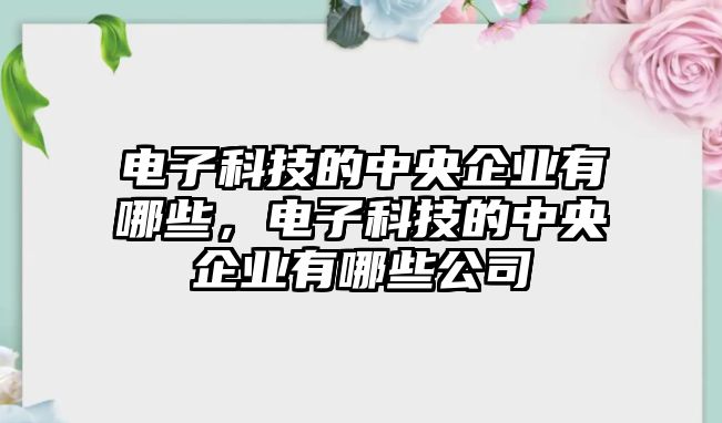 電子科技的中央企業(yè)有哪些，電子科技的中央企業(yè)有哪些公司