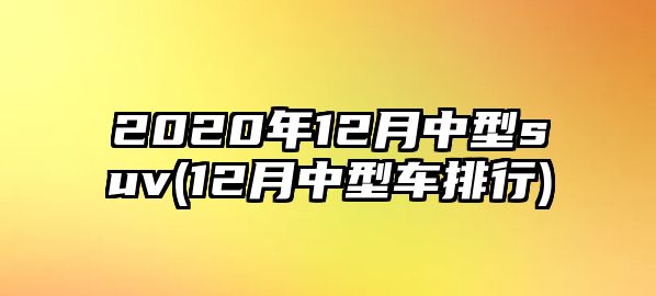 2020年12月中型suv(12月中型車排行)