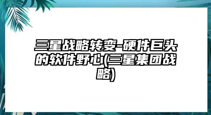 三星戰(zhàn)略轉(zhuǎn)變-硬件巨頭的軟件野心(三星集團(tuán)戰(zhàn)略)