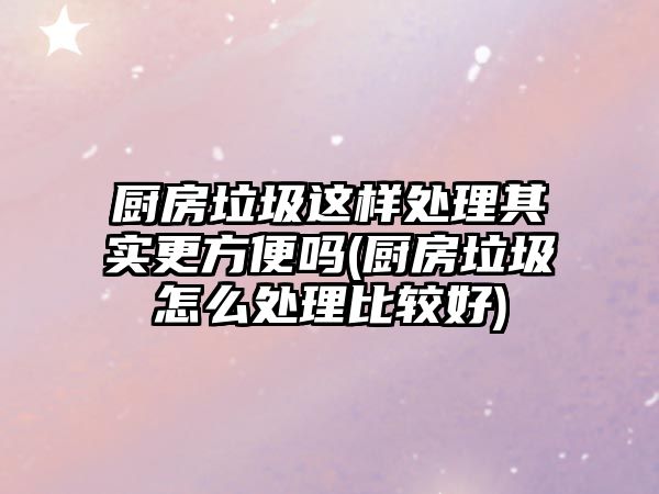 廚房垃圾這樣處理其實(shí)更方便嗎(廚房垃圾怎么處理比較好)