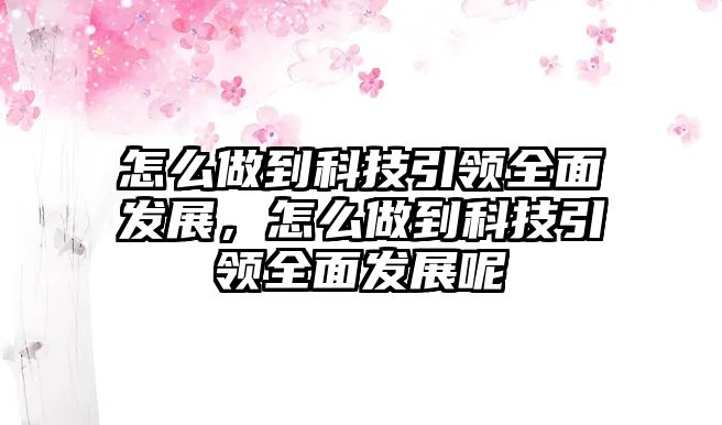 怎么做到科技引領(lǐng)全面發(fā)展，怎么做到科技引領(lǐng)全面發(fā)展呢