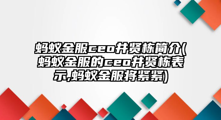 螞蟻金服ceo井賢棟簡介(螞蟻金服的ceo井賢棟表示,螞蟻金服將緊緊)