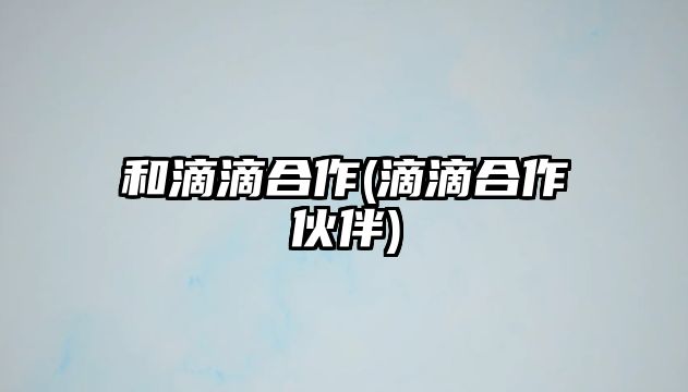 和滴滴合作(滴滴合作伙伴)