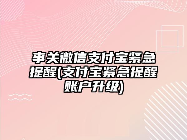 事關(guān)微信支付寶緊急提醒(支付寶緊急提醒賬戶升級(jí))